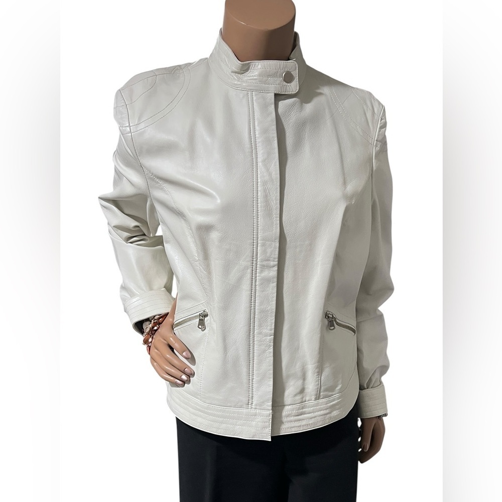 White Leather Jacket Nine West☑️ - Picture 9 of 9